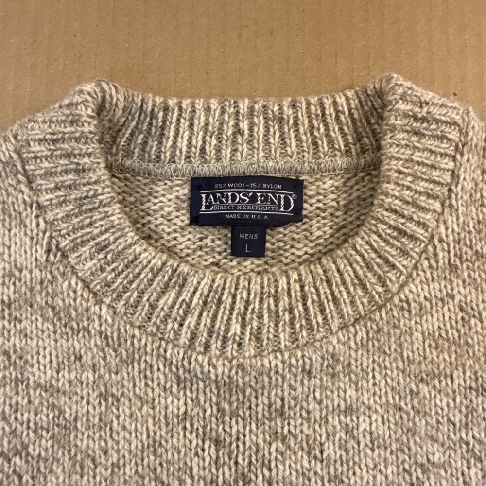 Vintage LANDS' END 85% Wool Sweater Pullover MENS Large, Made In USA